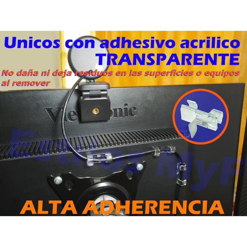 Clips Transparentes Organizador De Cables Con Adhesivo X 20 Pcs