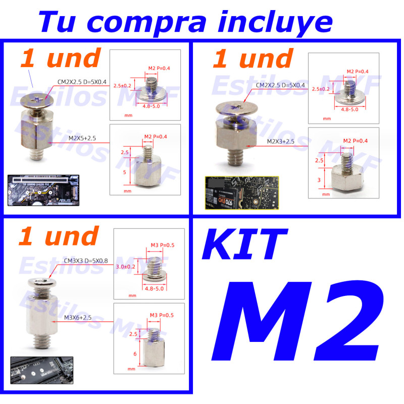 Tornillo M2 Kit De Montaje Para Disco Nvme Ssd X 3 Pcs