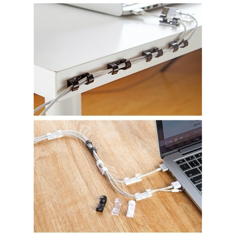 Clips Transparentes Organizador De Cables Con Adhesivo X 20 Pcs