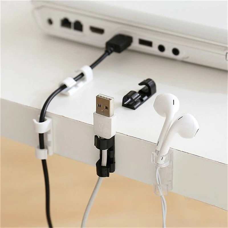 Clips Transparentes Organizador De Cables Con Adhesivo X 20 Pcs