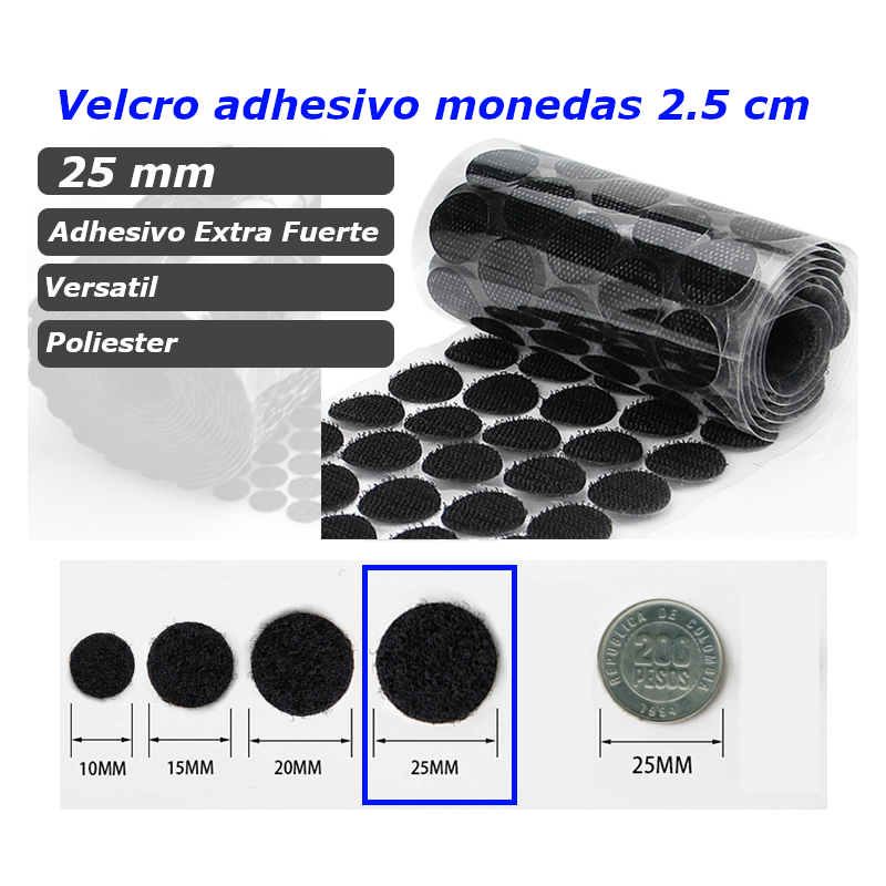 Circulos Velcro Adhesivo 2.5cm 12 Pares