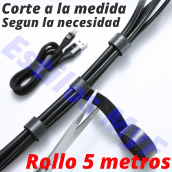 Organizador Cables Velcro adhesivo rollo 5 metros